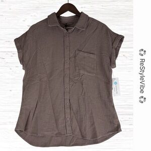 COSMIC BLUE LOVE Women’s Size M Top Shirt Blouse Oversized Stitch Fix NWT NEW